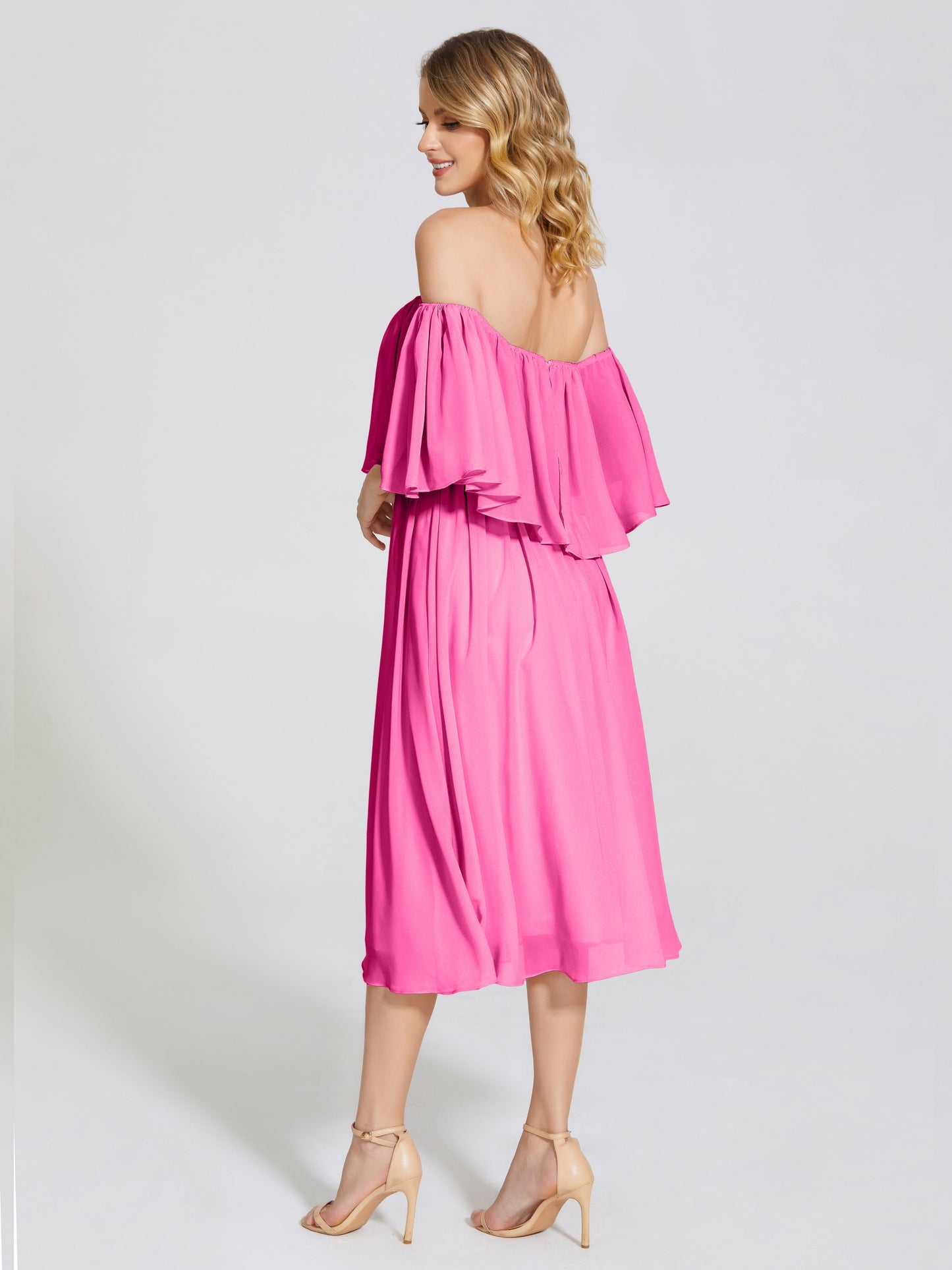 Journee Midi Off-Shoulder Chiffon Bridesmaid Dress