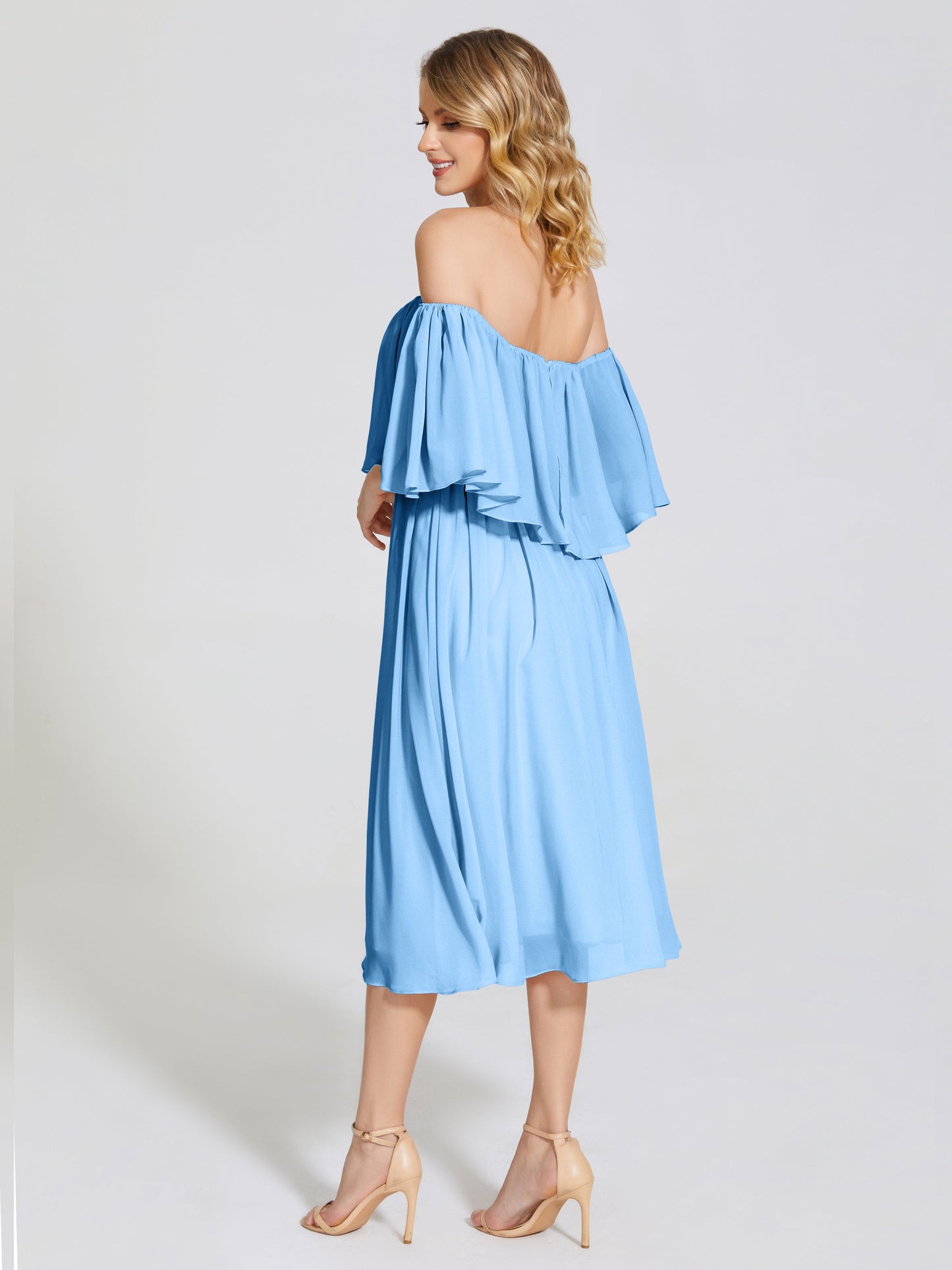 Journee Midi Off-Shoulder Chiffon Bridesmaid Dress