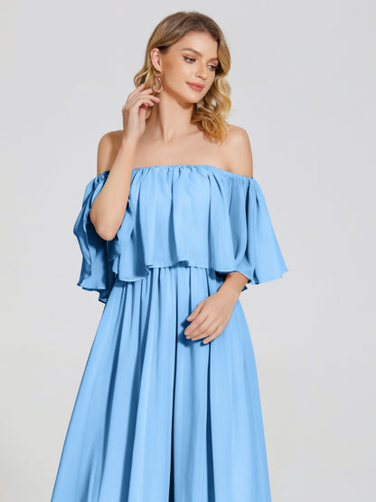 Journee Midi Off-Shoulder Chiffon Bridesmaid Dress