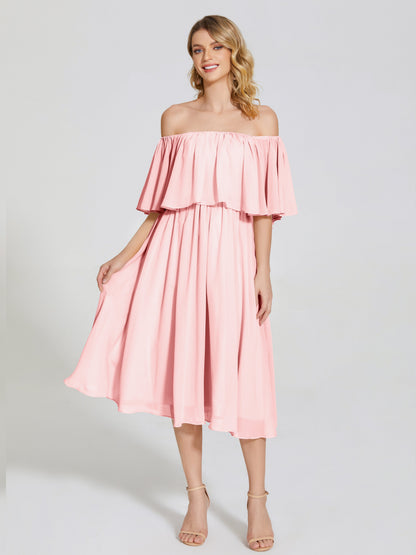 Journee Midi Off-Shoulder Chiffon Bridesmaid Dress