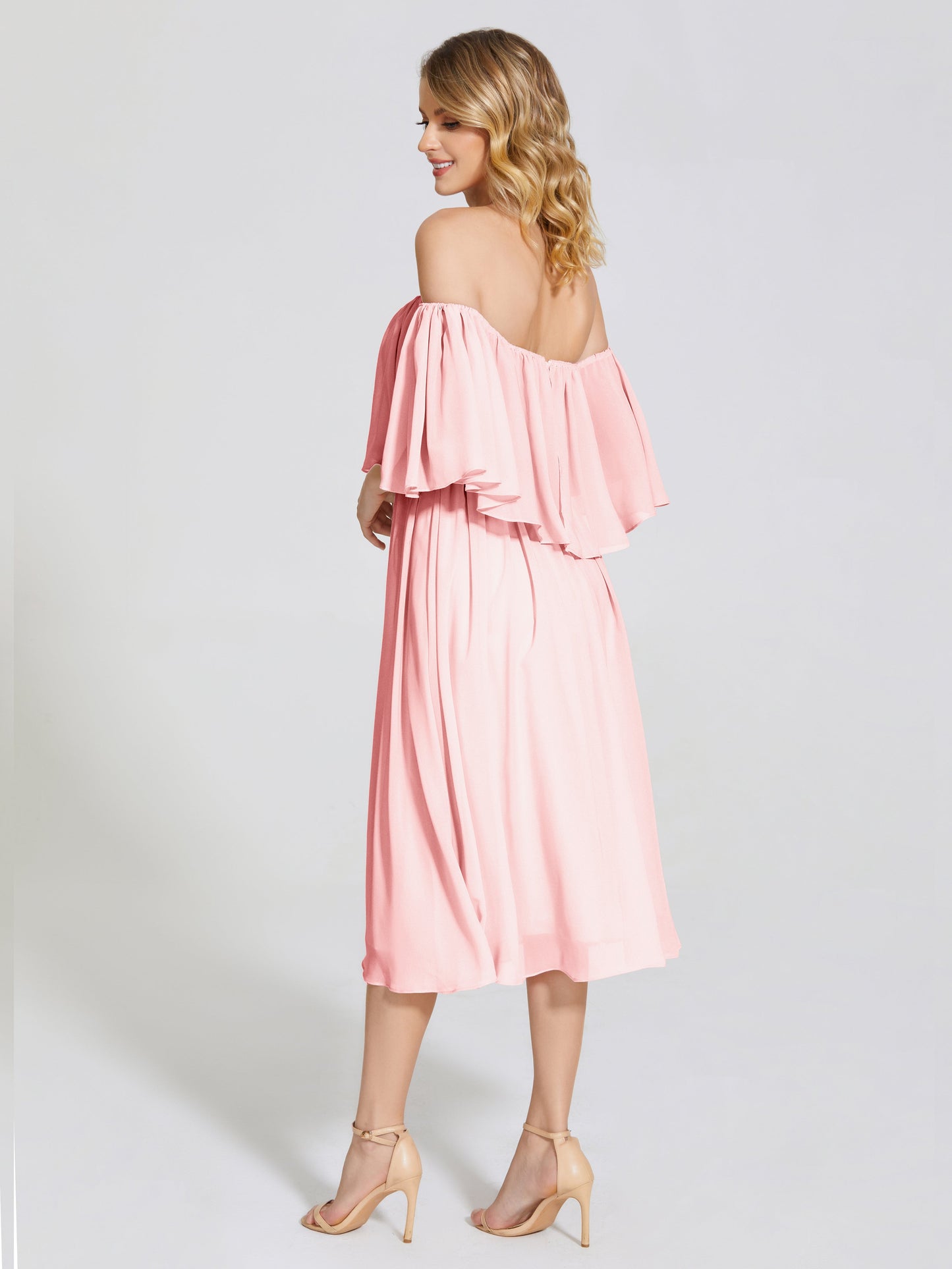 Journee Midi Off-Shoulder Chiffon Bridesmaid Dress