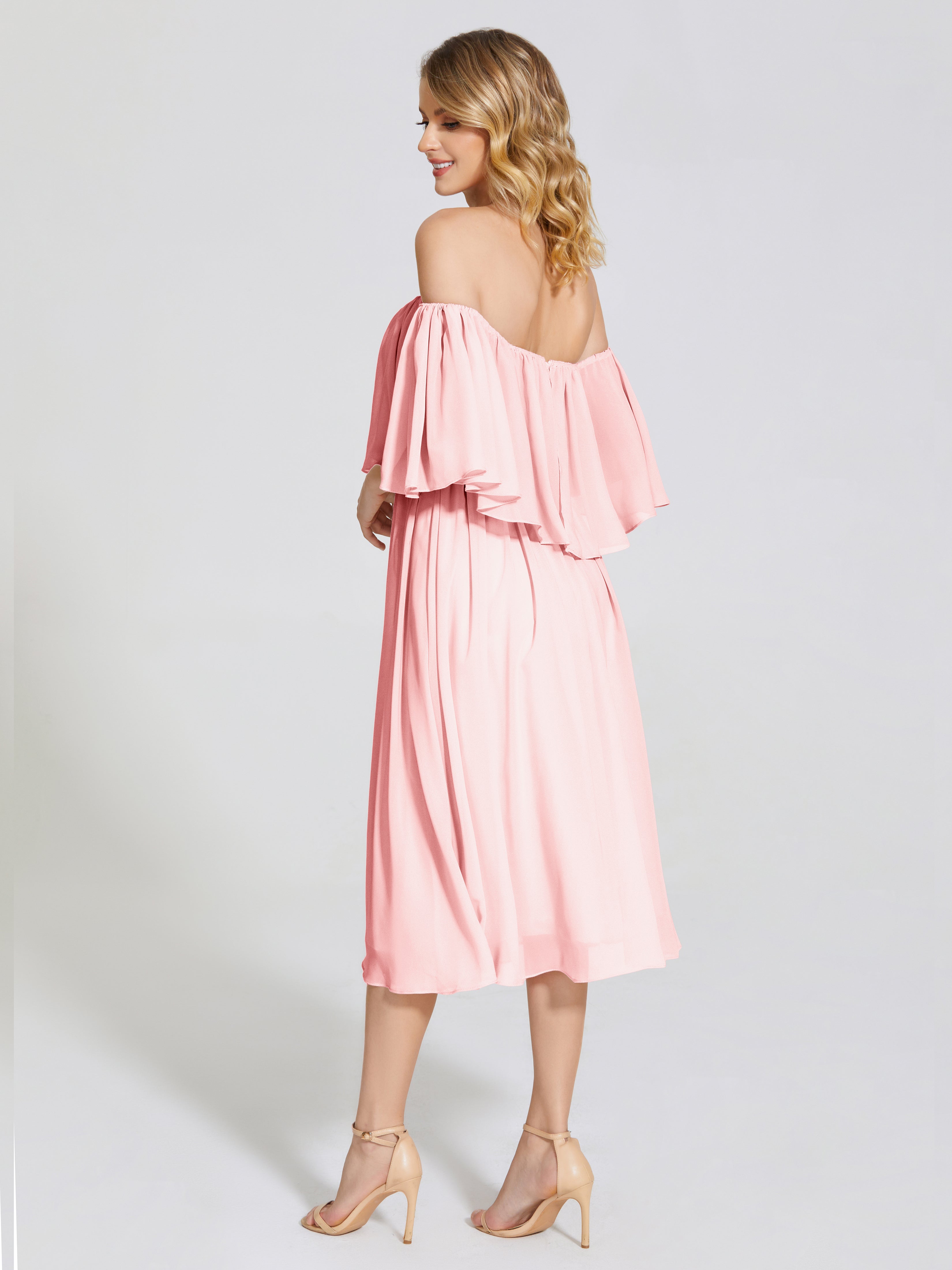 Journee Midi Off-Shoulder Chiffon Bridesmaid Dress