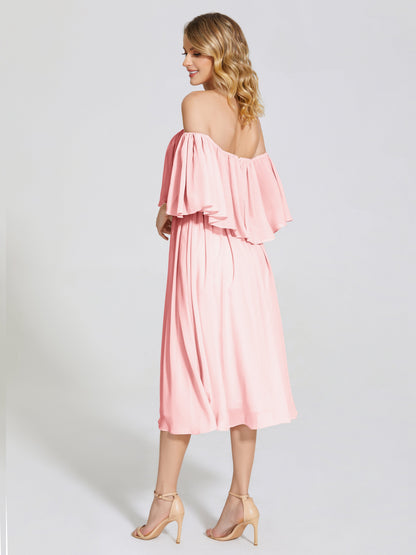 Journee Midi Off-Shoulder Chiffon Bridesmaid Dress