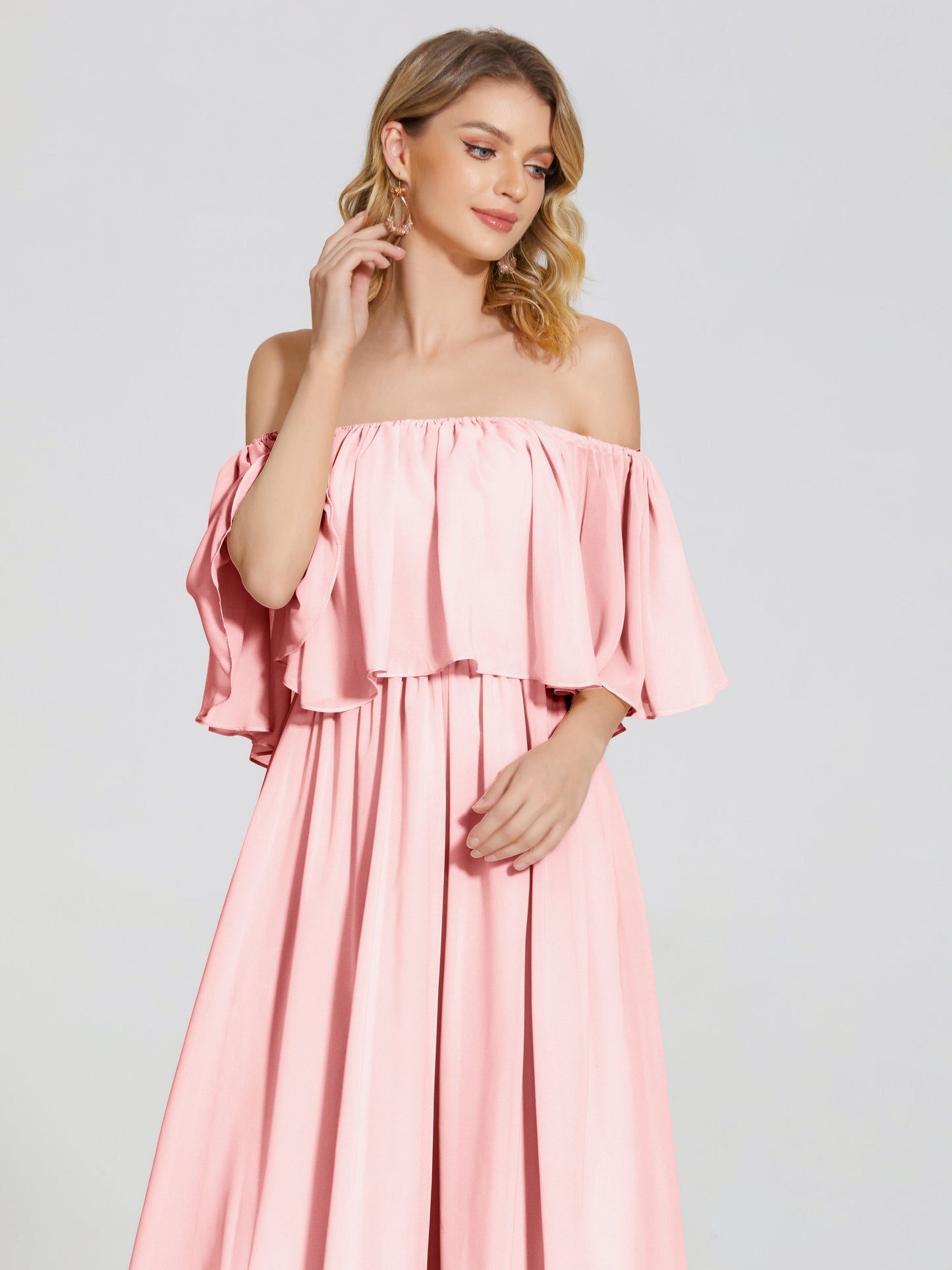 Journee Midi Off-Shoulder Chiffon Bridesmaid Dress