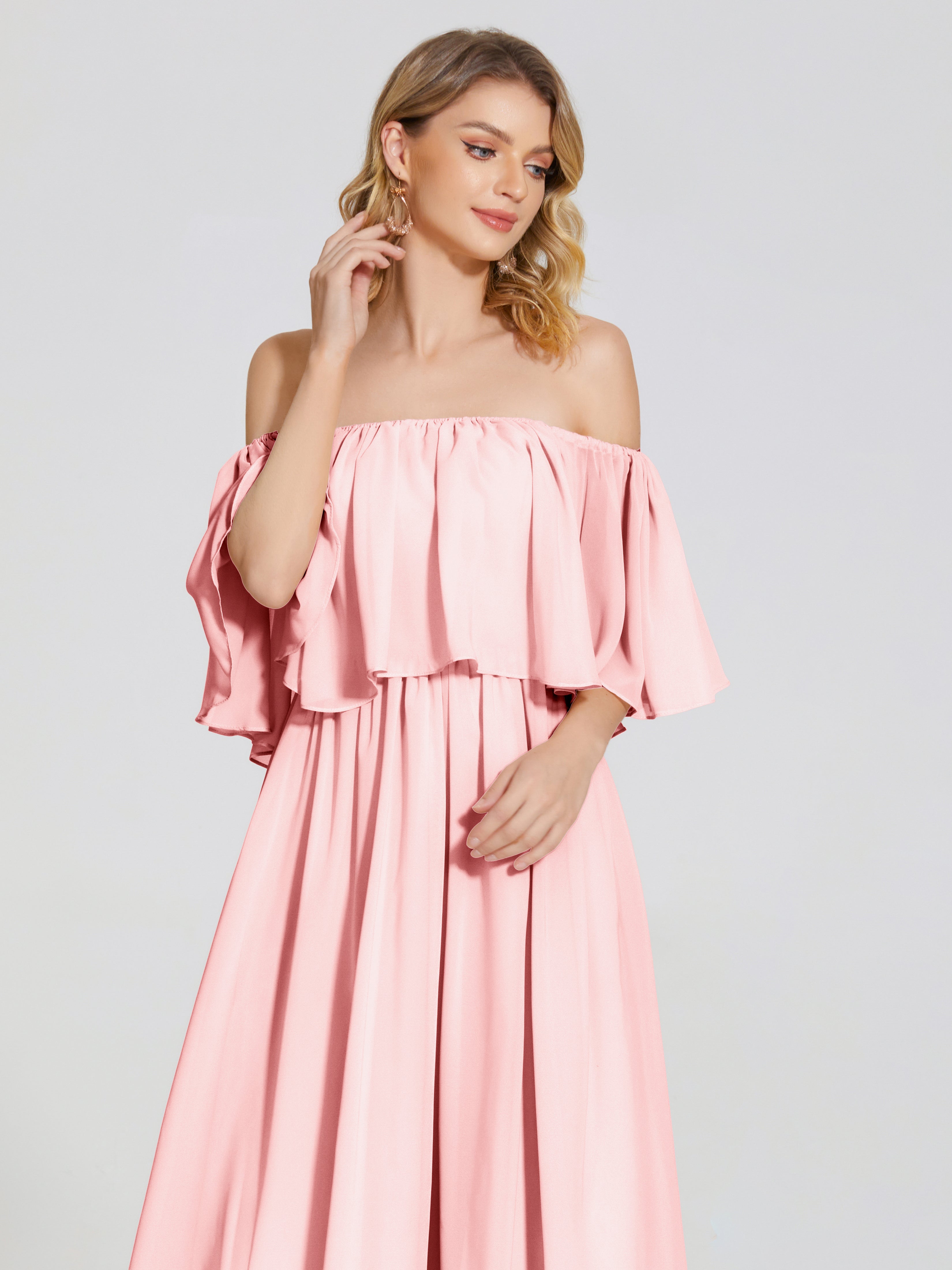 Journee Midi Off-Shoulder Chiffon Bridesmaid Dress