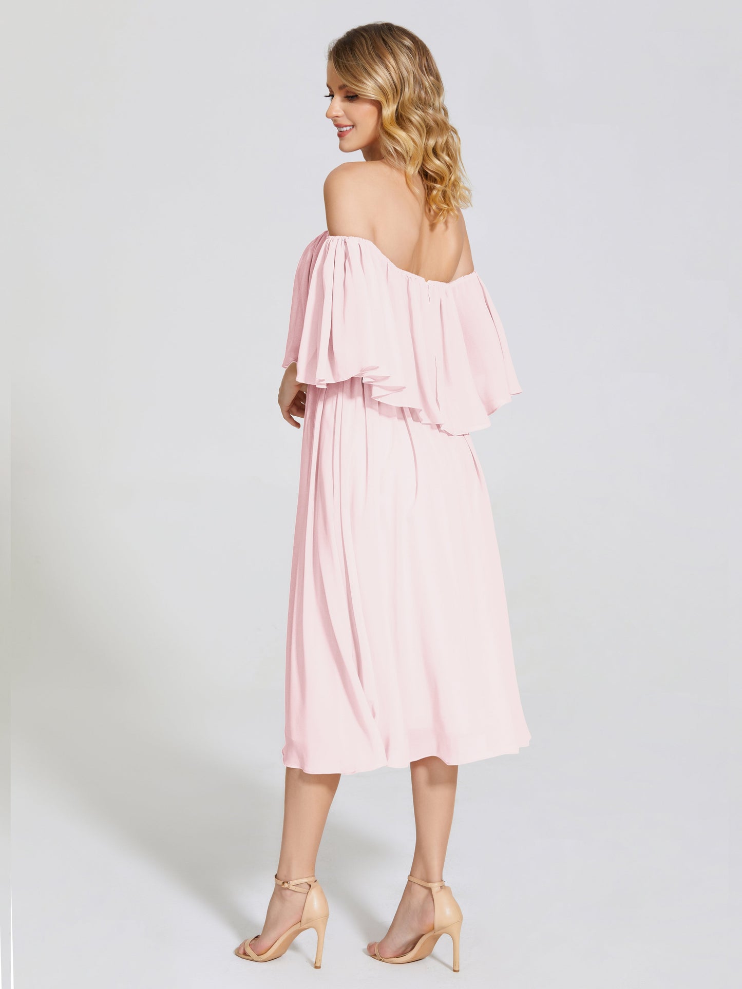 Journee Midi Off-Shoulder Chiffon Bridesmaid Dress