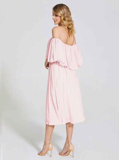 Journee Midi Off-Shoulder Chiffon Bridesmaid Dress