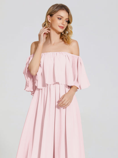 Journee Midi Off-Shoulder Chiffon Bridesmaid Dress