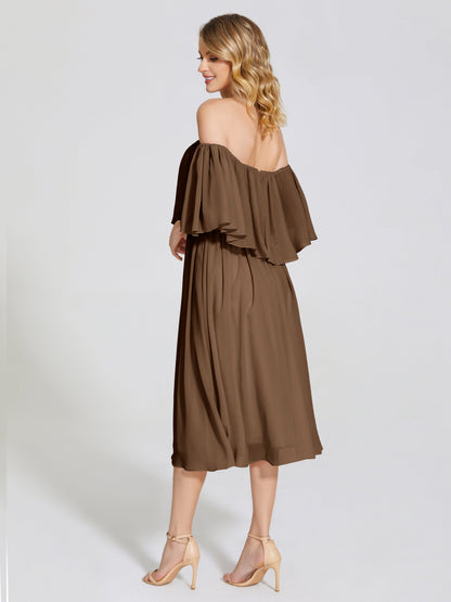 Journee Midi Off-Shoulder Chiffon Bridesmaid Dress
