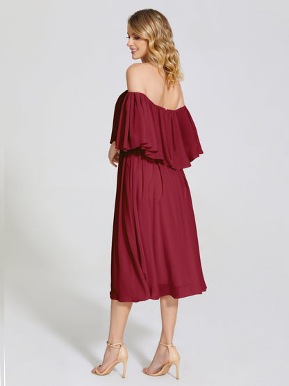 Journee Midi Off-Shoulder Chiffon Bridesmaid Dress