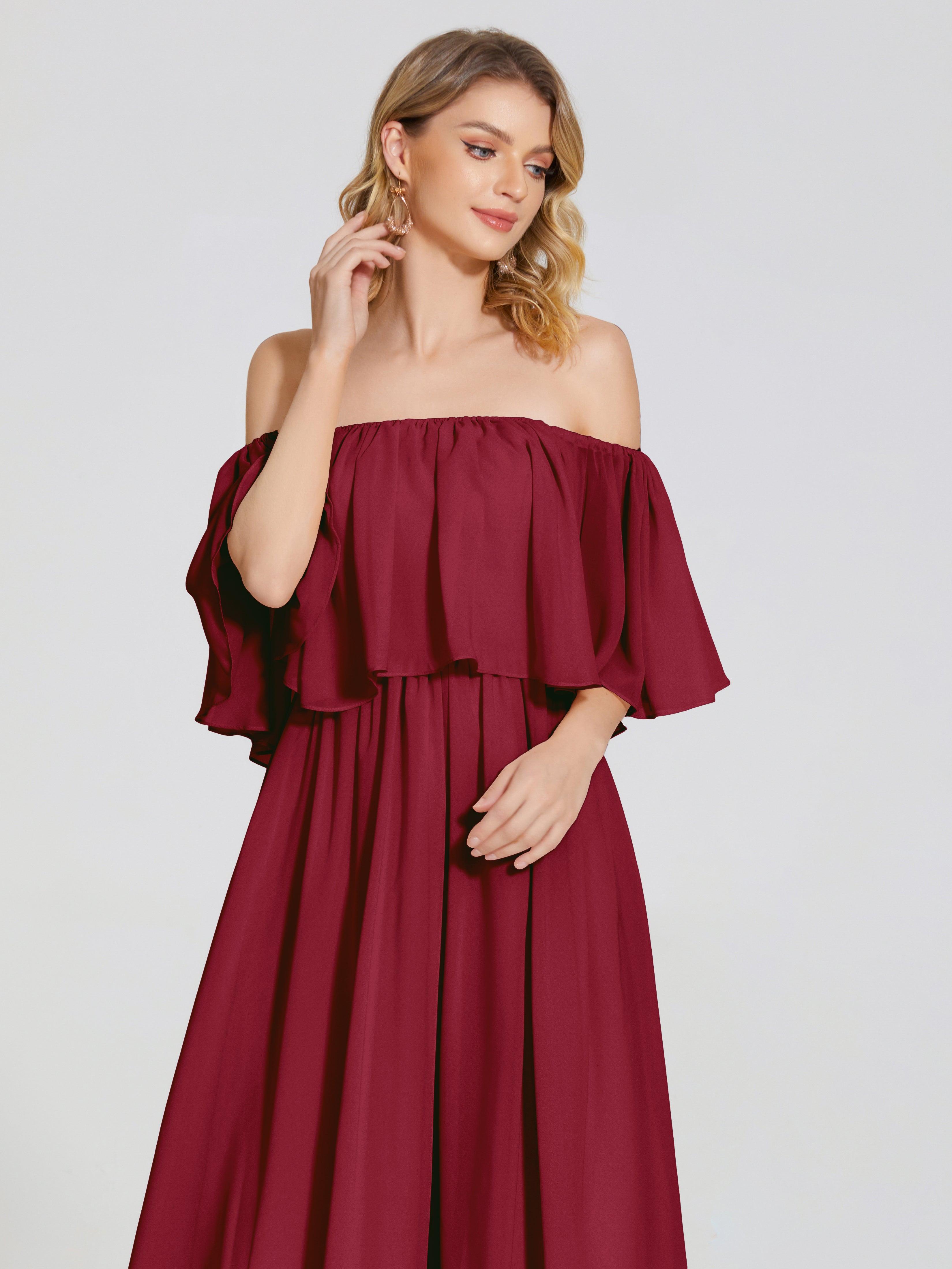 Journee Midi Off-Shoulder Chiffon Bridesmaid Dress