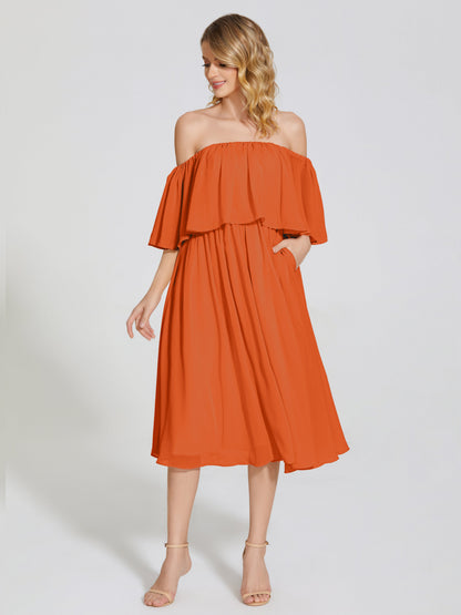 Journee Midi Off-Shoulder Chiffon Bridesmaid Dress