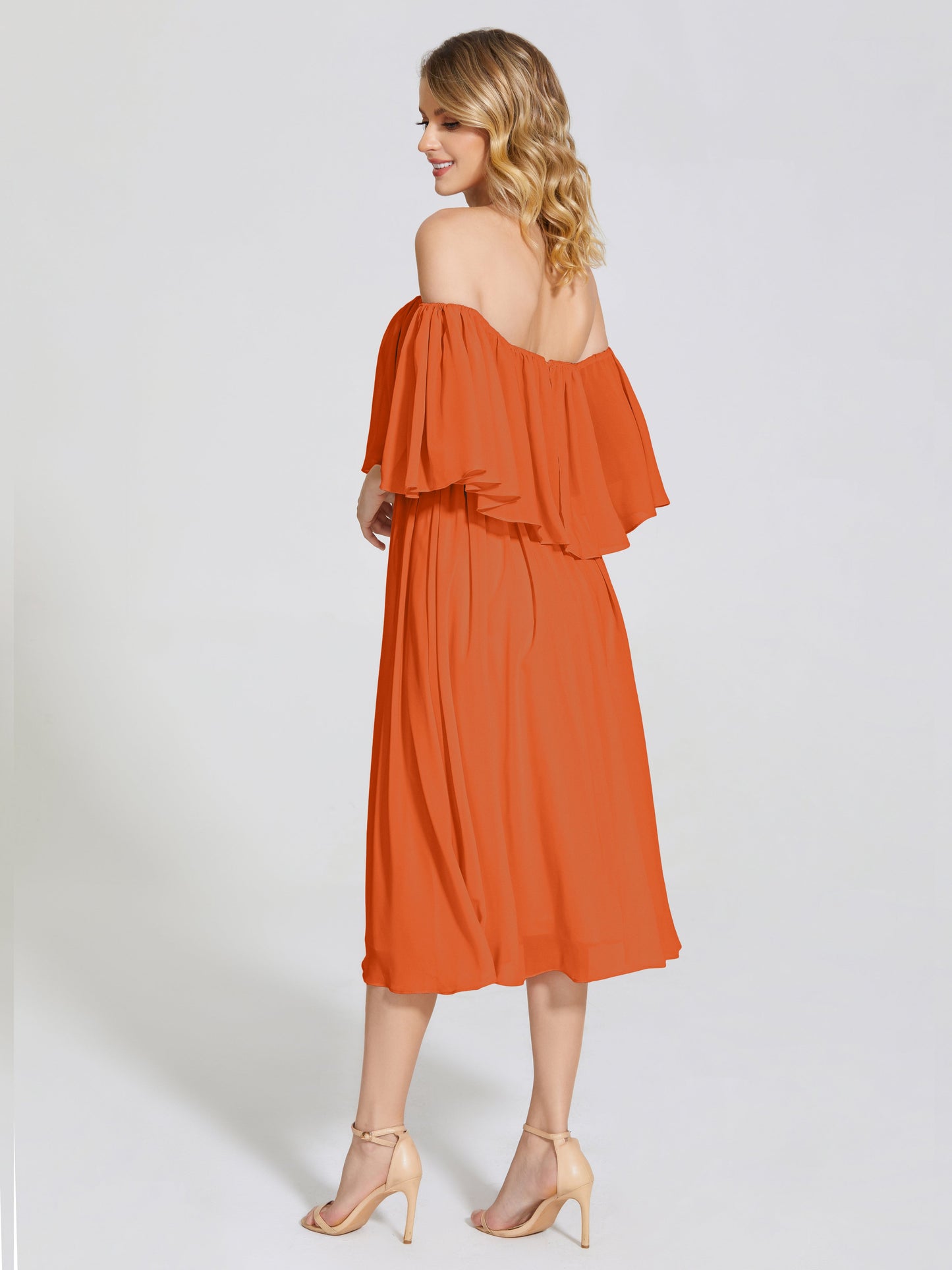 Journee Midi Off-Shoulder Chiffon Bridesmaid Dress