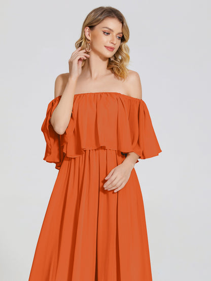 Journee Midi Off-Shoulder Chiffon Bridesmaid Dress