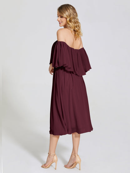 Journee Midi Off-Shoulder Chiffon Bridesmaid Dress