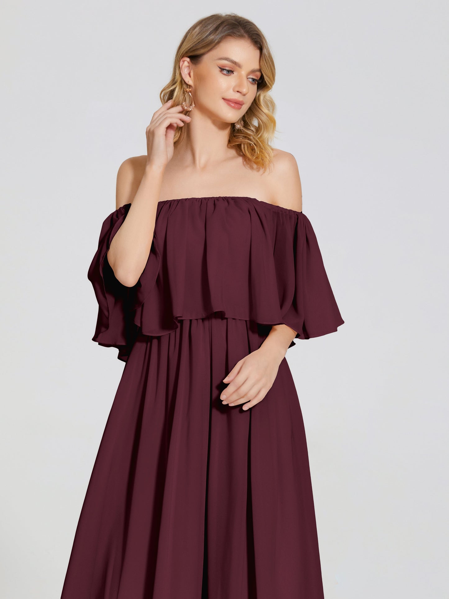 Journee Midi Off-Shoulder Chiffon Bridesmaid Dress