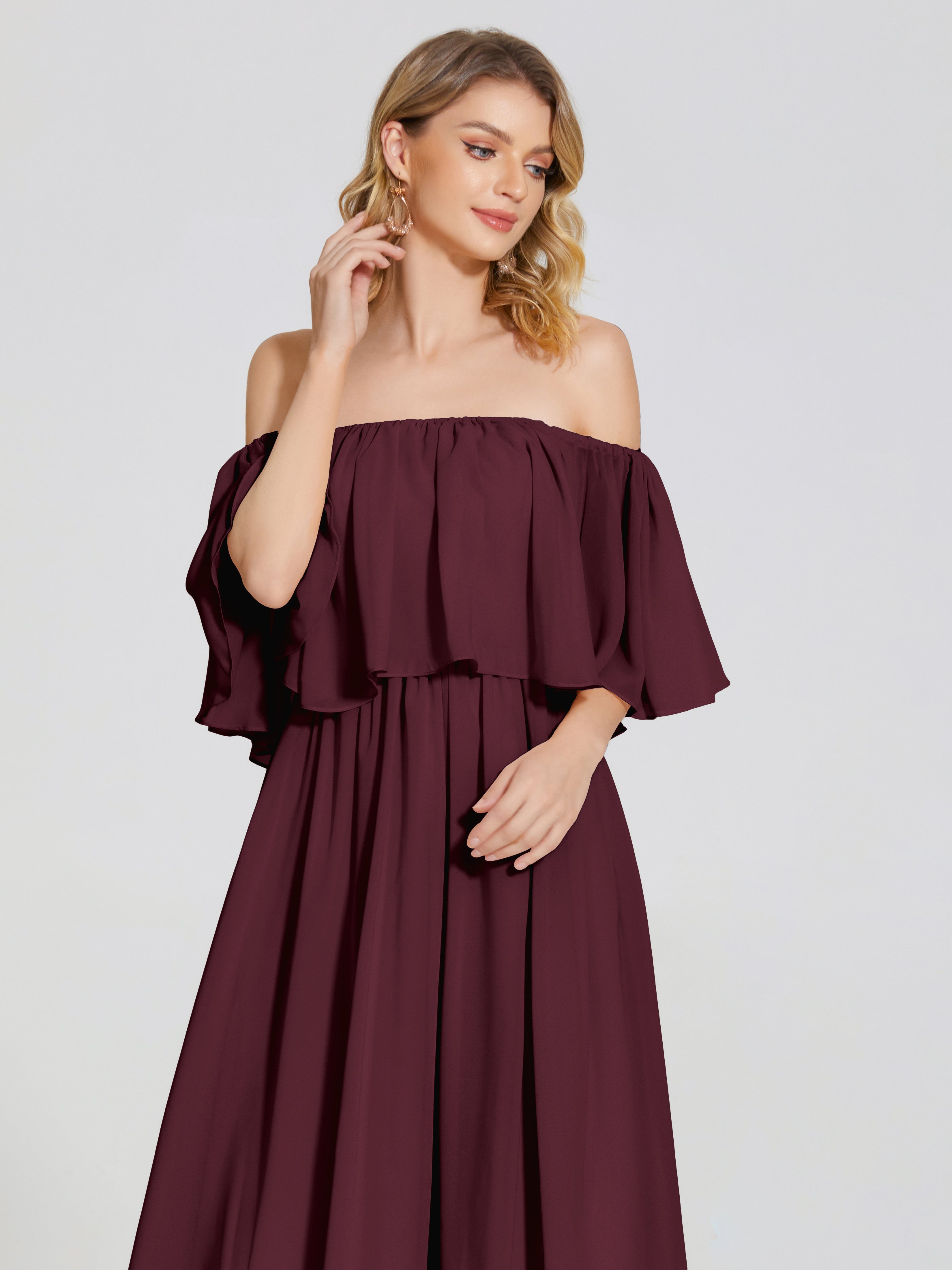 Journee Midi Off-Shoulder Chiffon Bridesmaid Dress