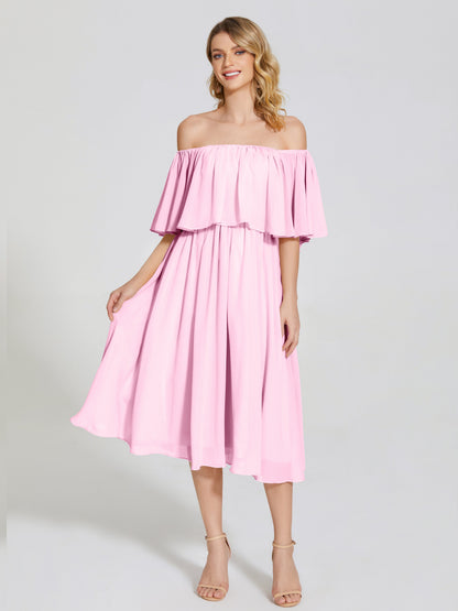 Journee Midi Off-Shoulder Chiffon Bridesmaid Dress