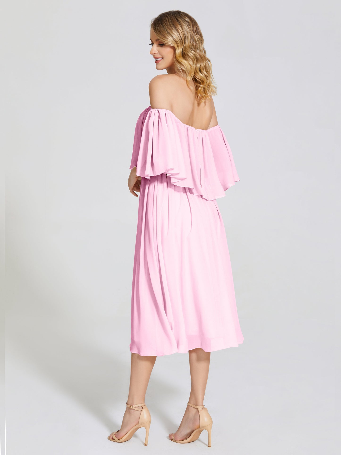 Journee Midi Off-Shoulder Chiffon Bridesmaid Dress