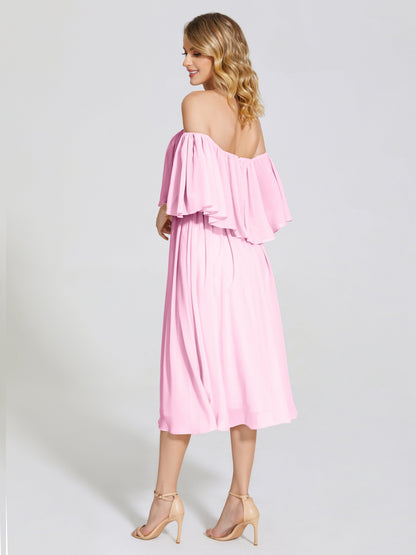 Journee Midi Off-Shoulder Chiffon Bridesmaid Dress