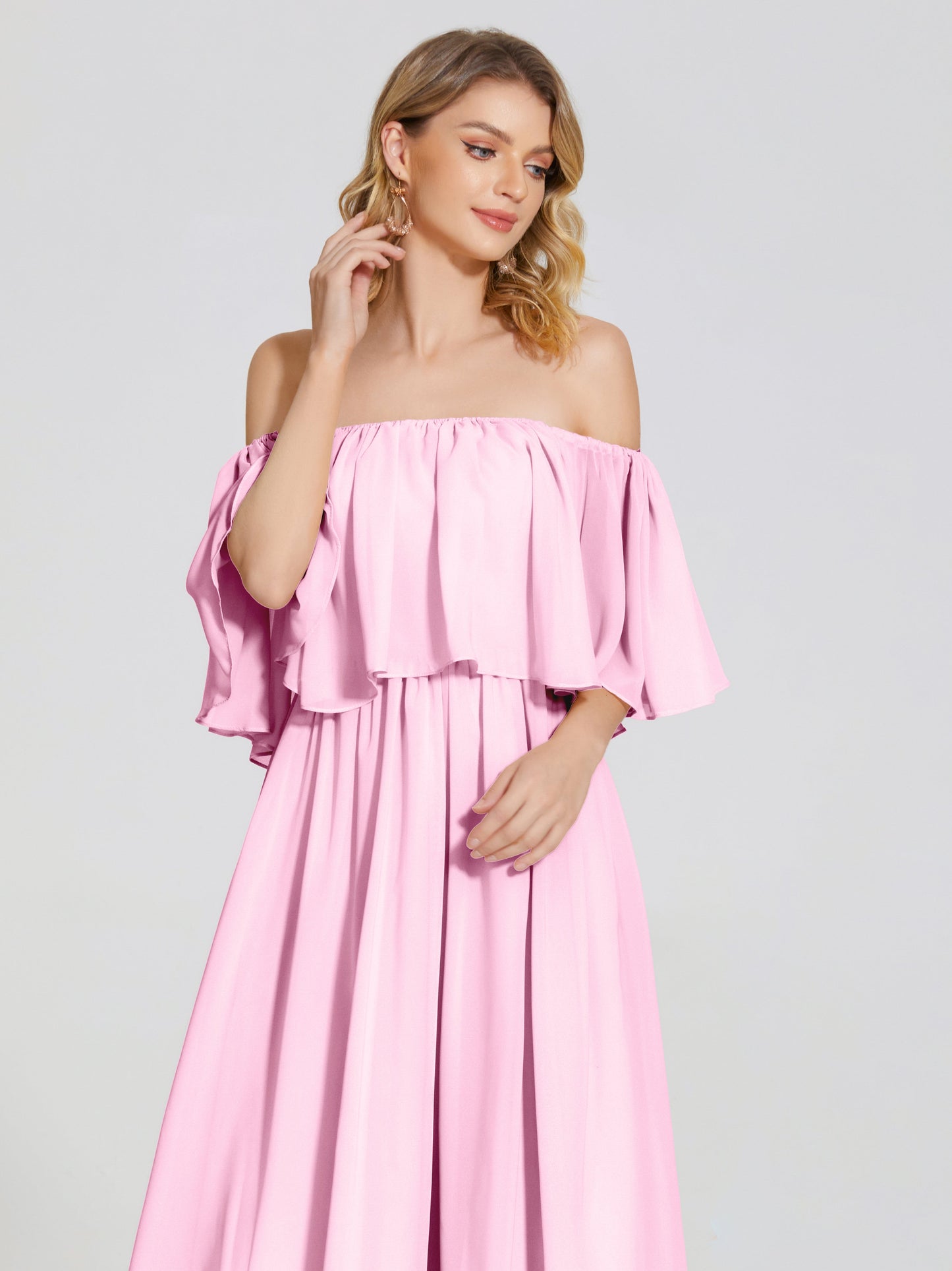 Journee Midi Off-Shoulder Chiffon Bridesmaid Dress