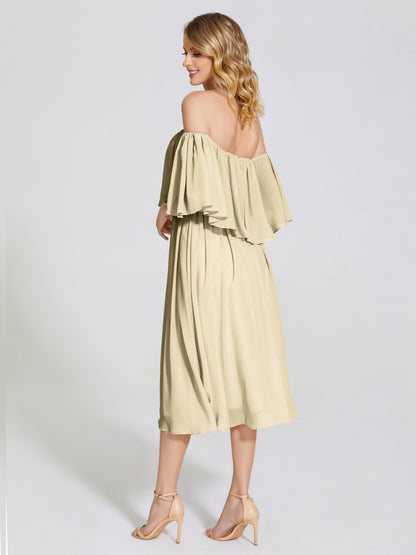 Journee Midi Off-Shoulder Chiffon Bridesmaid Dress