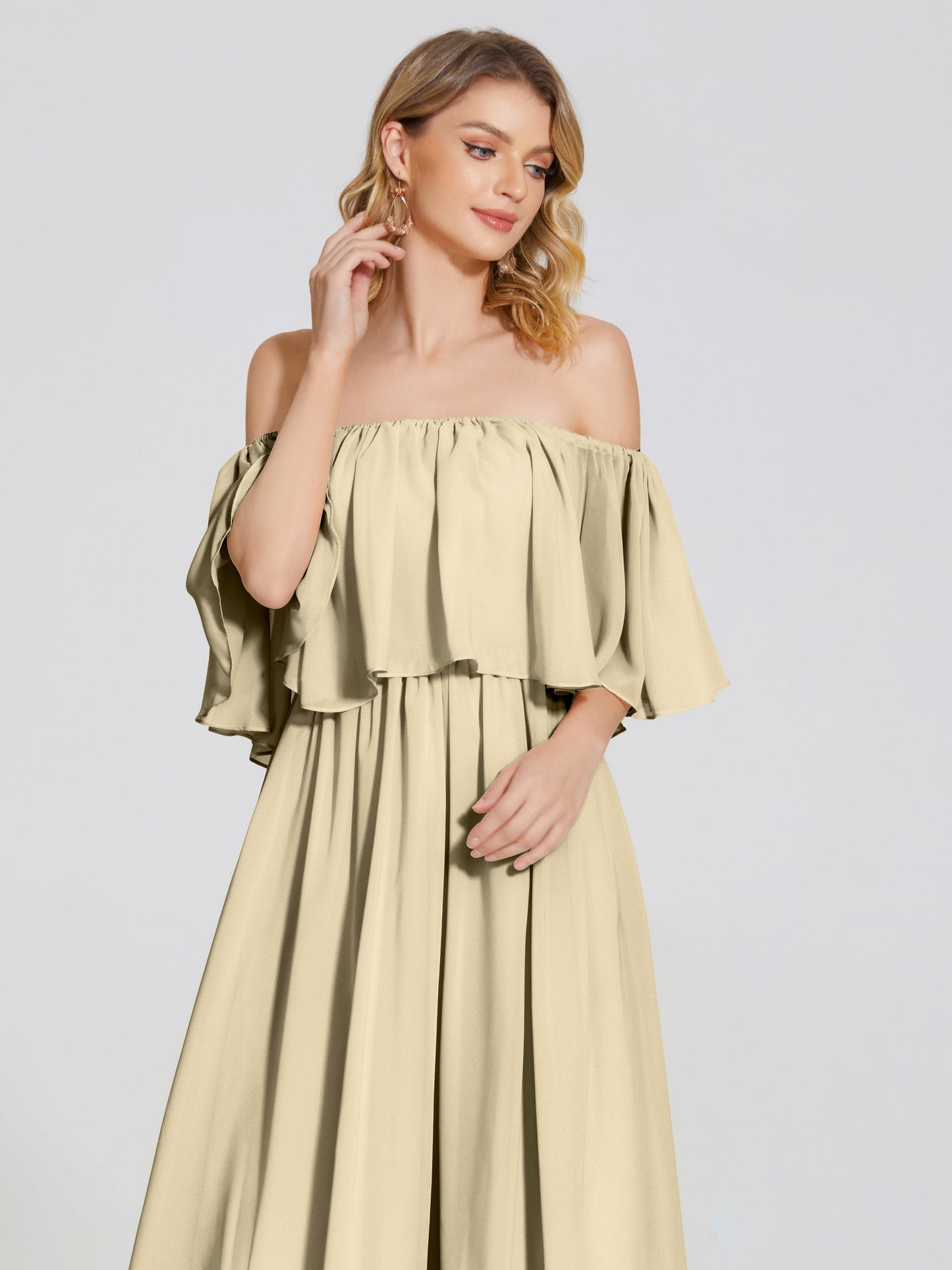 Journee Midi Off-Shoulder Chiffon Bridesmaid Dress