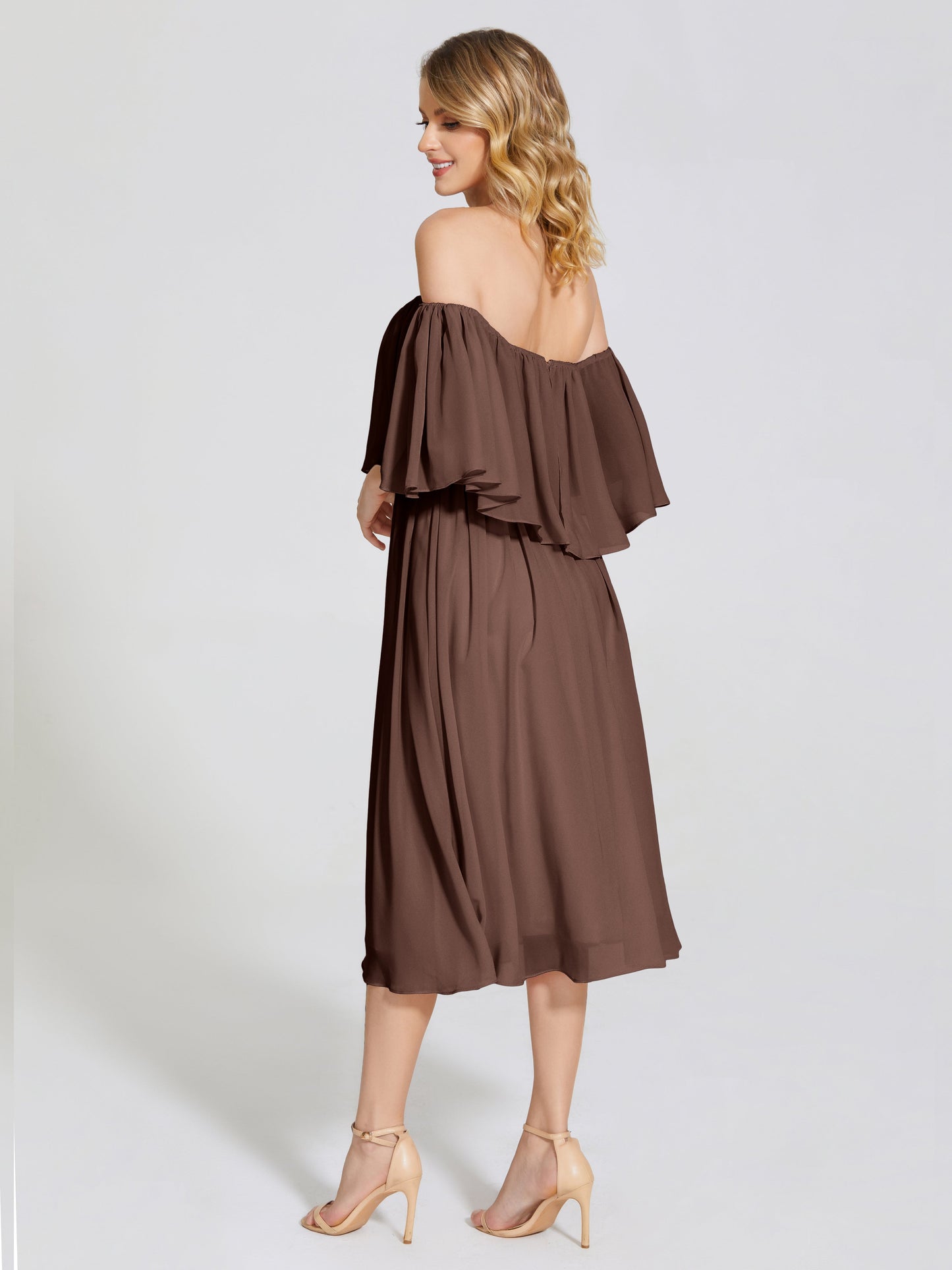 Journee Midi Off-Shoulder Chiffon Bridesmaid Dress