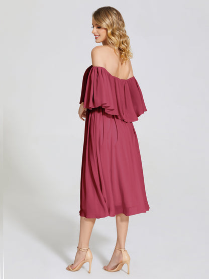 Journee Midi Off-Shoulder Chiffon Bridesmaid Dress