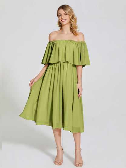 Journee Midi Off-Shoulder Chiffon Bridesmaid Dress