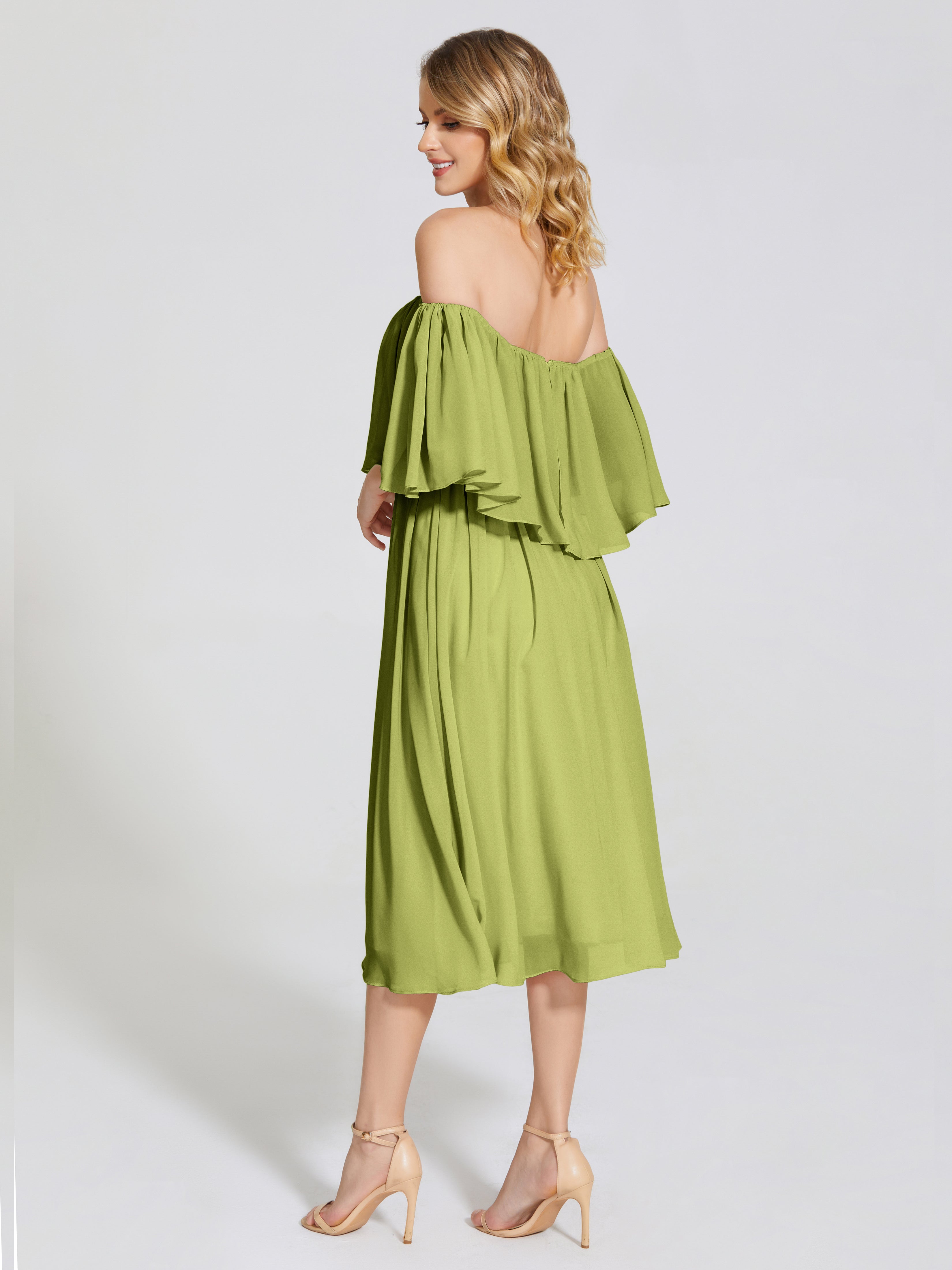 Journee Midi Off-Shoulder Chiffon Bridesmaid Dress