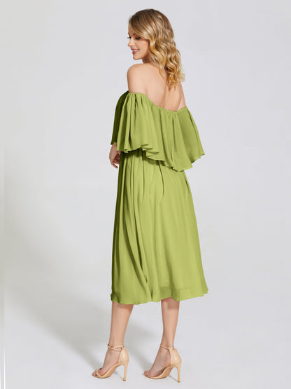 Journee Midi Off-Shoulder Chiffon Bridesmaid Dress