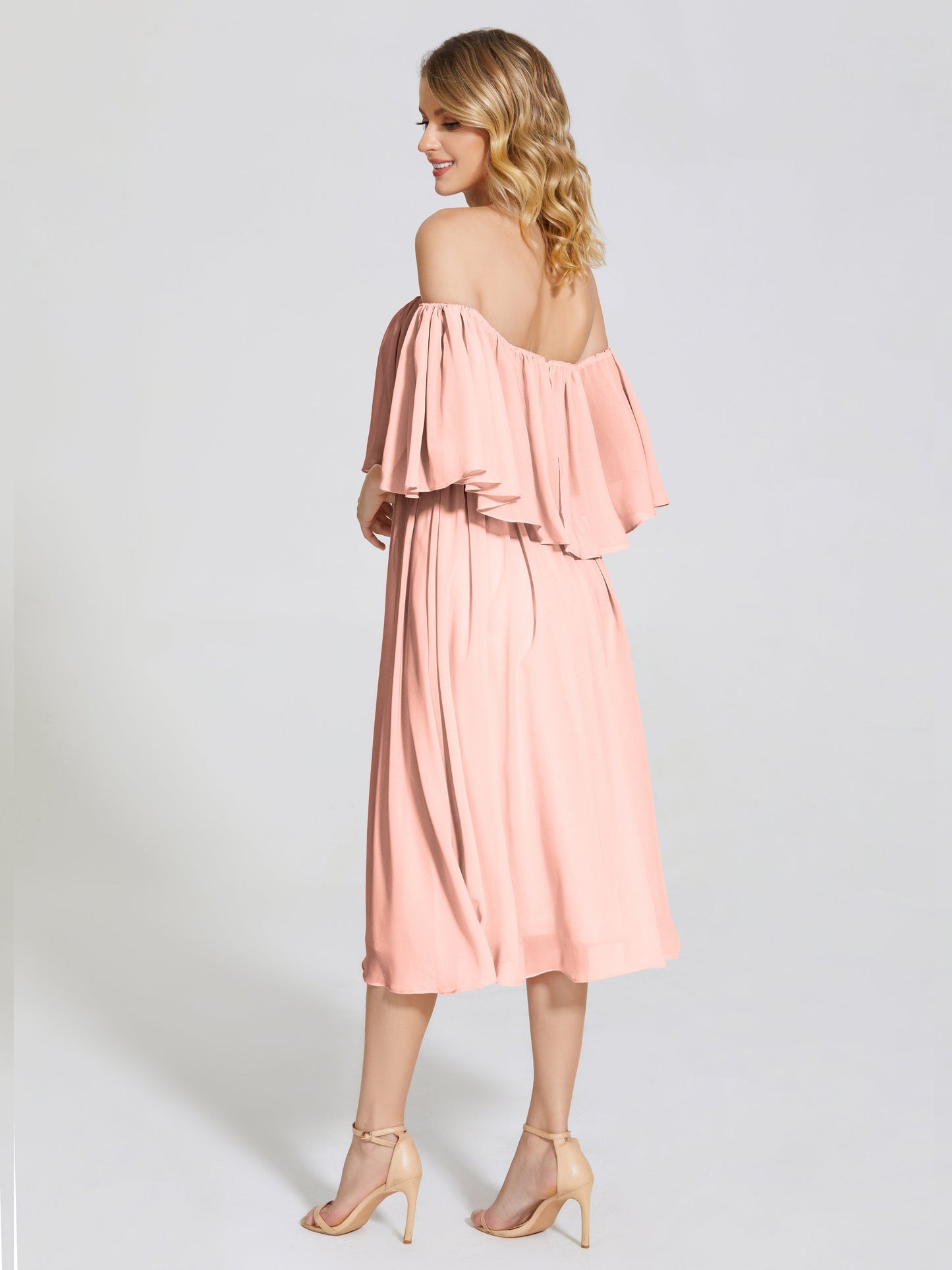 Journee Midi Off-Shoulder Chiffon Bridesmaid Dress