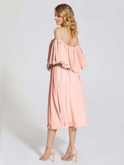 Journee Midi Off-Shoulder Chiffon Bridesmaid Dress