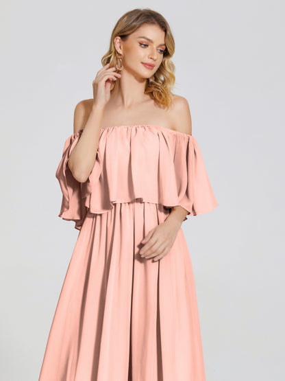Journee Midi Off-Shoulder Chiffon Bridesmaid Dress