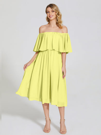 Journee Midi Off-Shoulder Chiffon Bridesmaid Dress