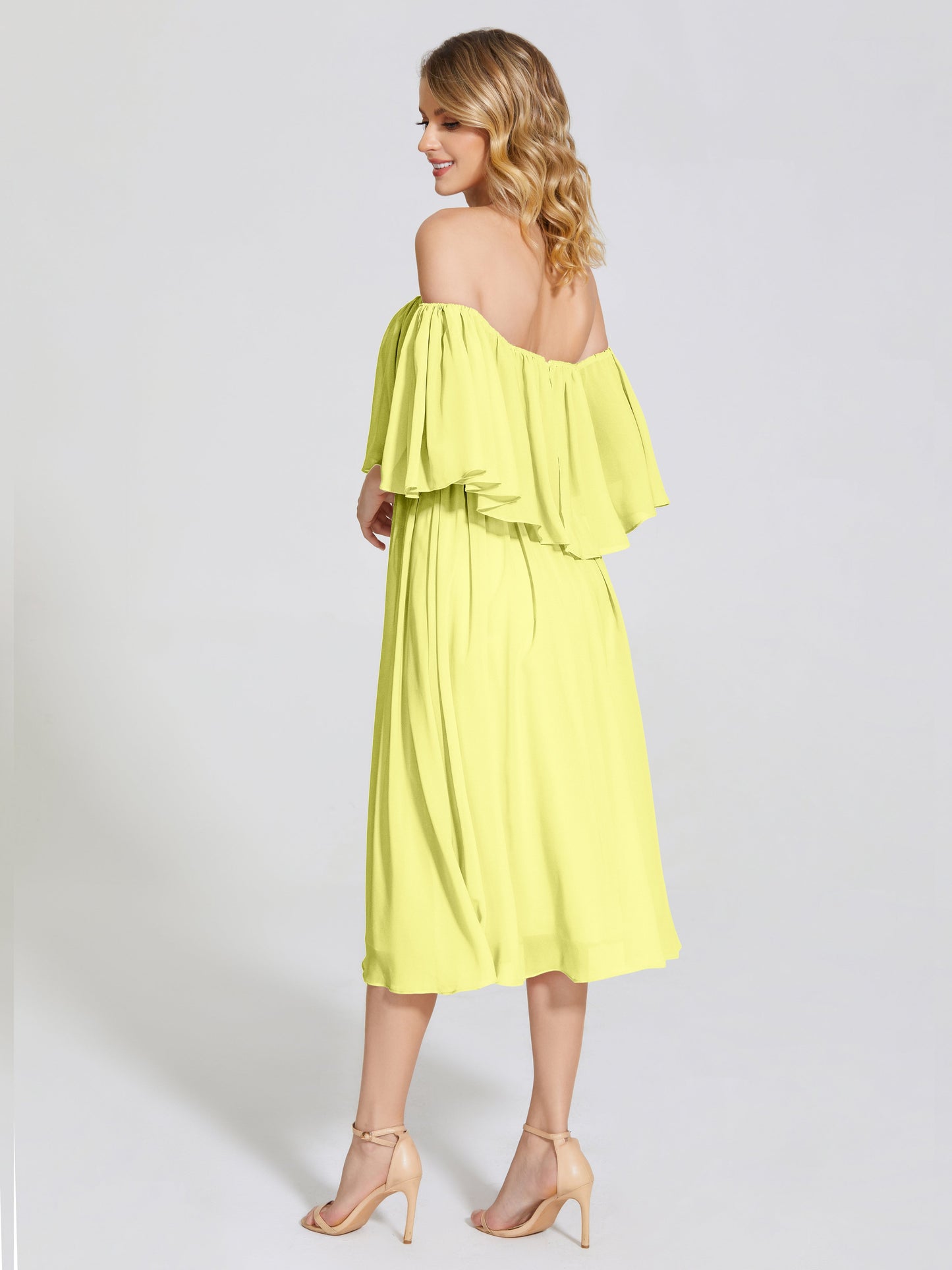 Journee Midi Off-Shoulder Chiffon Bridesmaid Dress