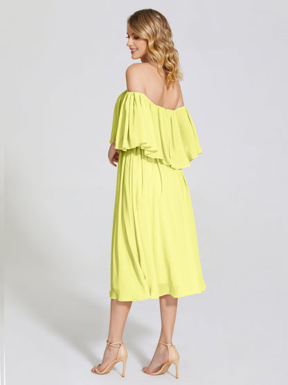 Journee Midi Off-Shoulder Chiffon Bridesmaid Dress