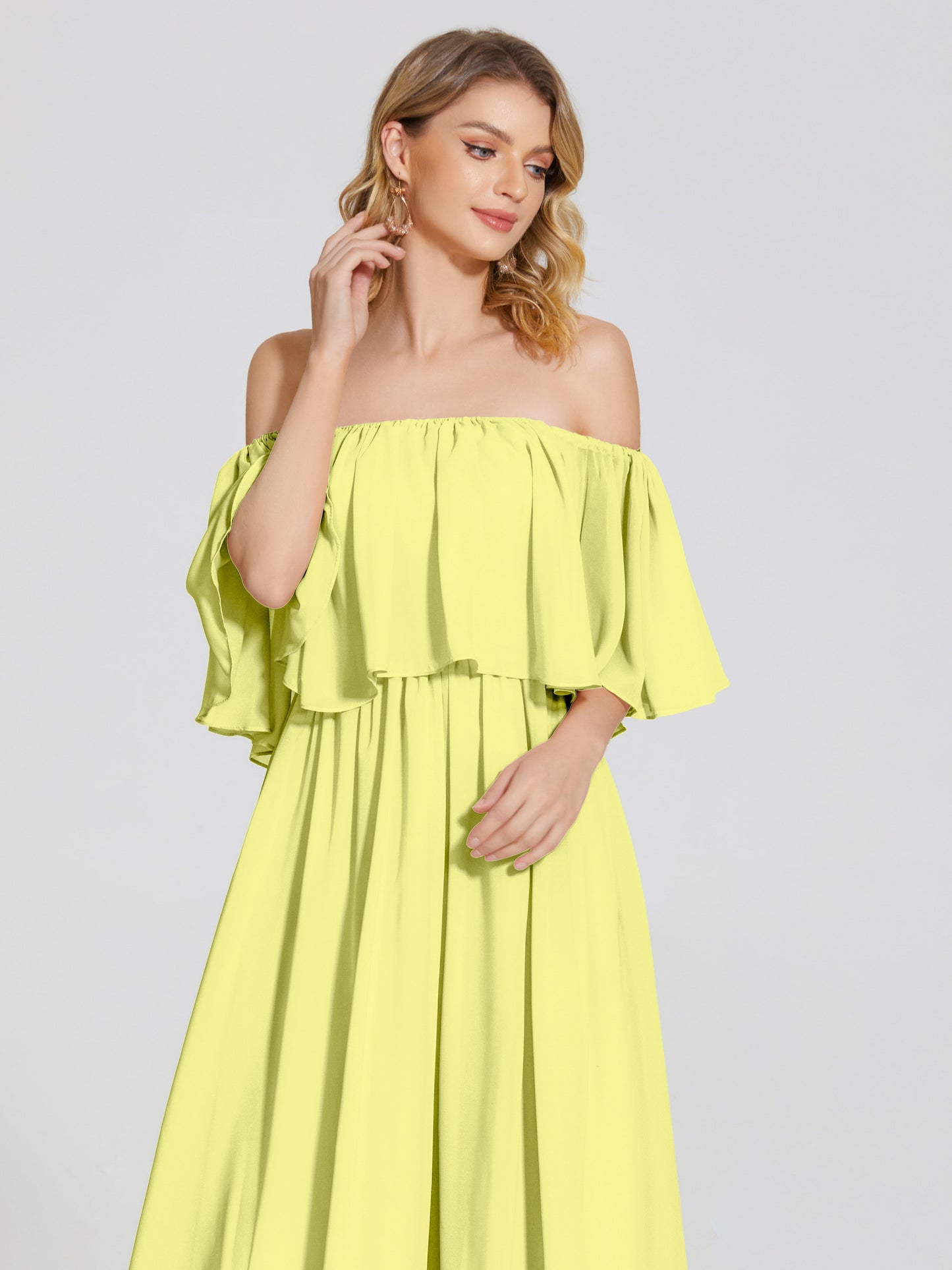 Journee Midi Off-Shoulder Chiffon Bridesmaid Dress