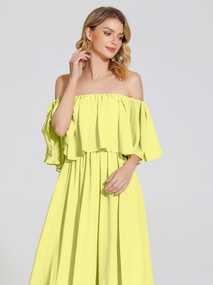 Journee Midi Off-Shoulder Chiffon Bridesmaid Dress