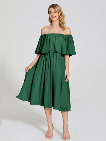 Journee Midi Off-Shoulder Chiffon Bridesmaid Dress