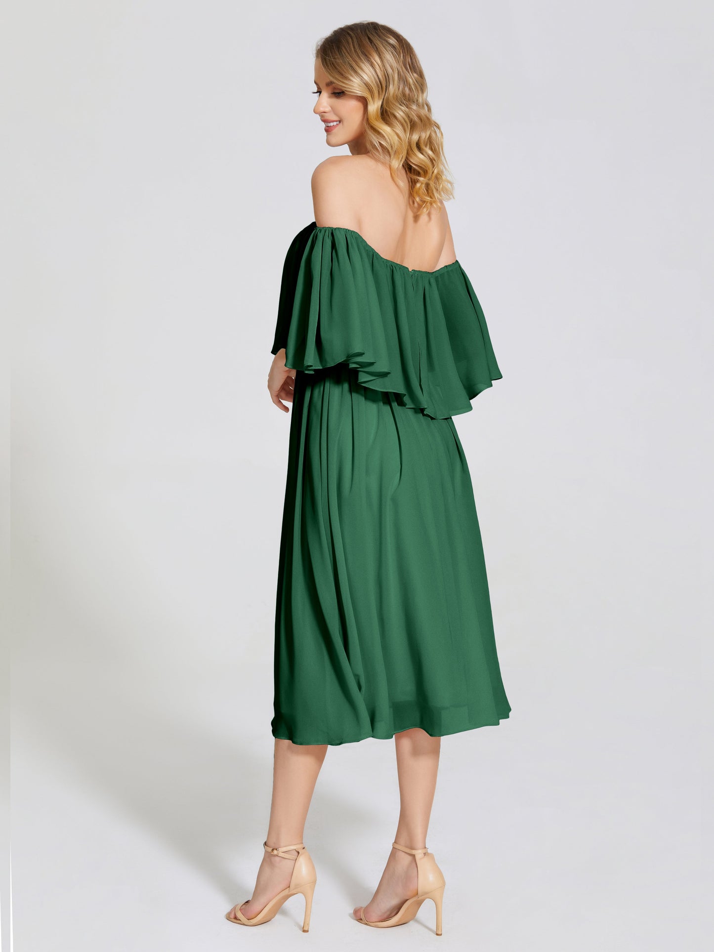 Journee Midi Off-Shoulder Chiffon Bridesmaid Dress