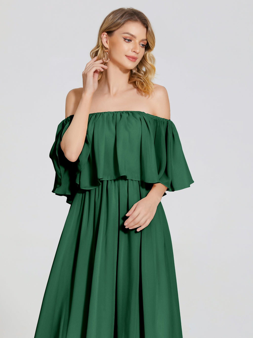 Journee Midi Off-Shoulder Chiffon Bridesmaid Dress