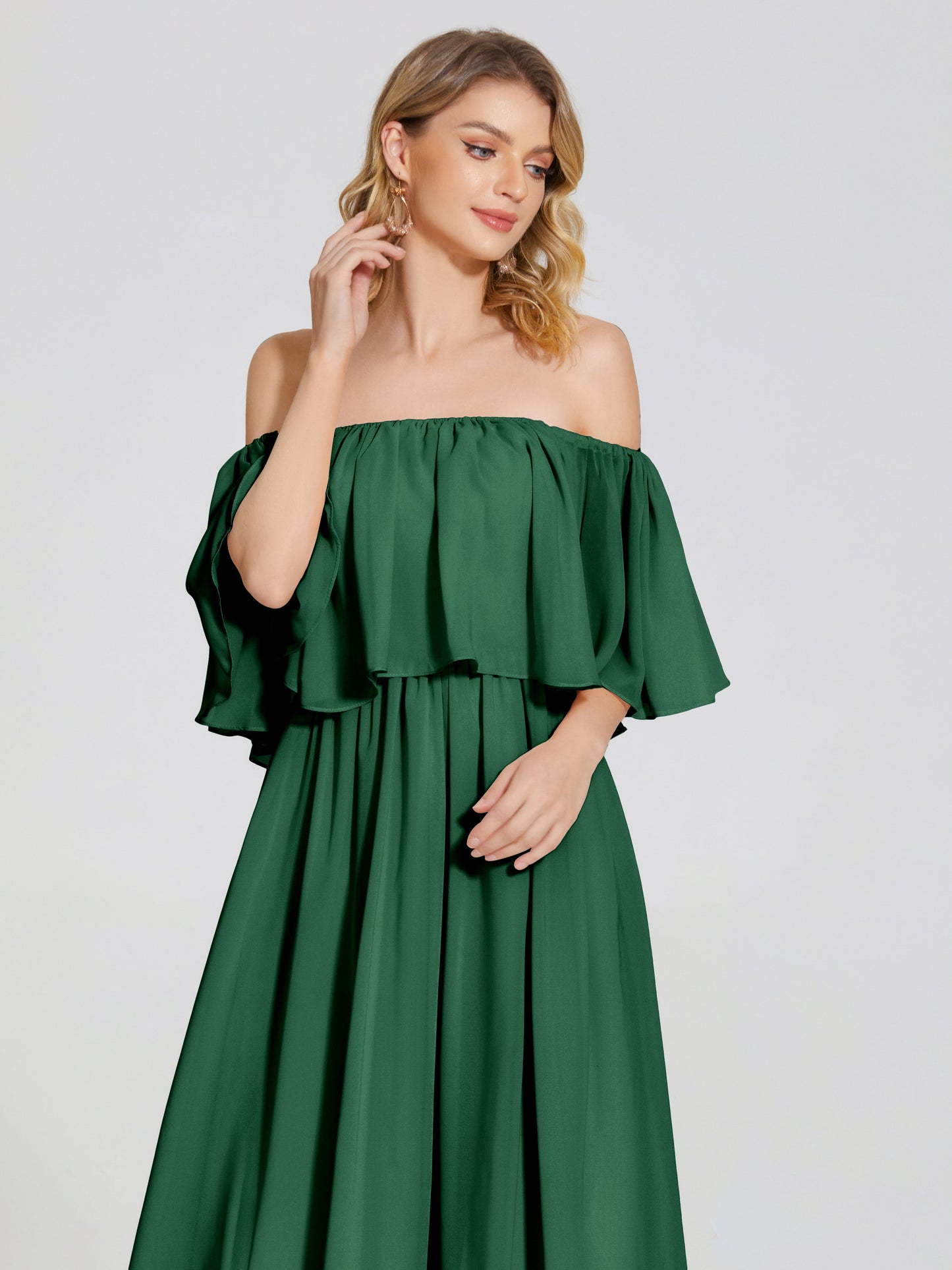 Journee Midi Off-Shoulder Chiffon Bridesmaid Dress