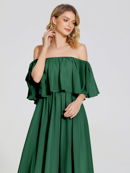Journee Midi Off-Shoulder Chiffon Bridesmaid Dress