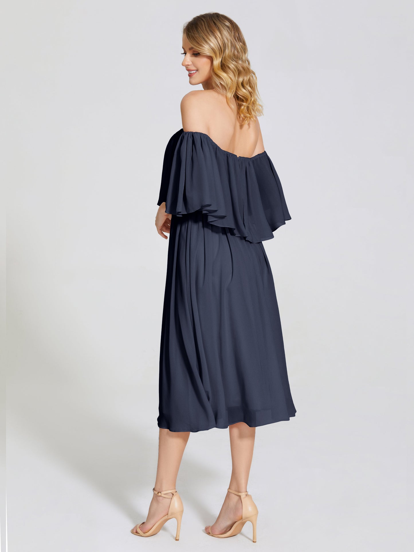 Journee Midi Off-Shoulder Chiffon Bridesmaid Dress