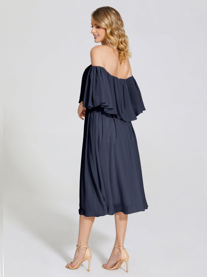 Journee Midi Off-Shoulder Chiffon Bridesmaid Dress
