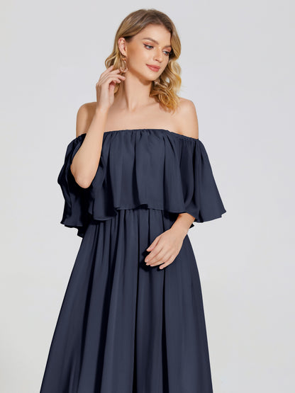 Journee Midi Off-Shoulder Chiffon Bridesmaid Dress