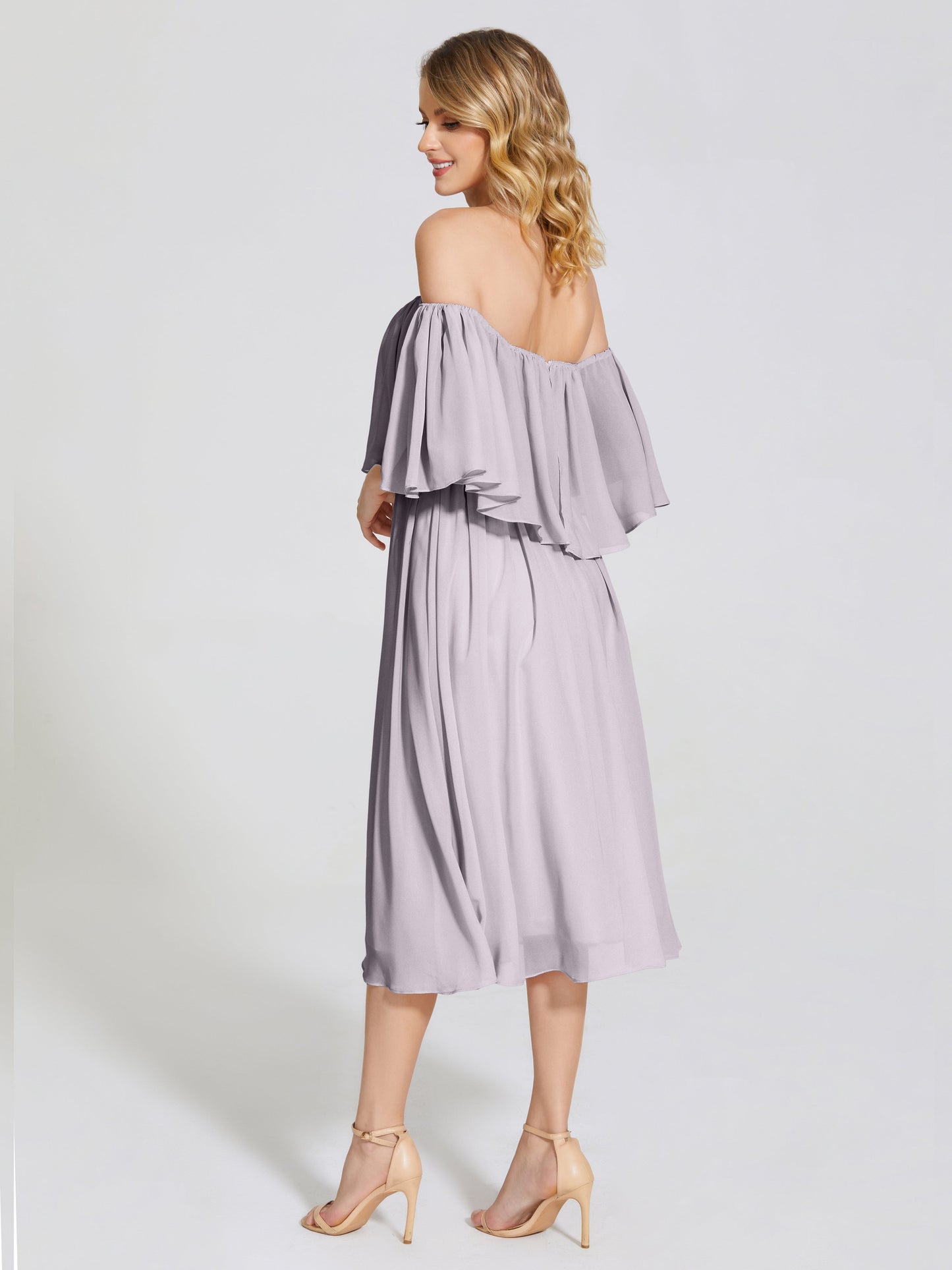 Journee Midi Off-Shoulder Chiffon Bridesmaid Dress