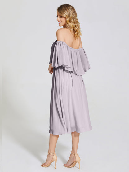 Journee Midi Off-Shoulder Chiffon Bridesmaid Dress